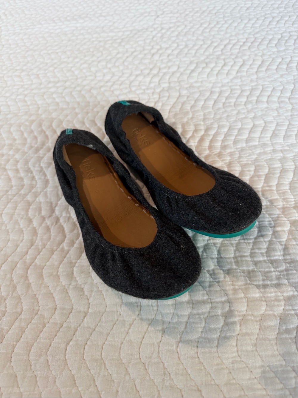 Tieks Greystone Vegan Wool Ballet Flats Charcoal Gray Classy Preppy Womens Sz 9